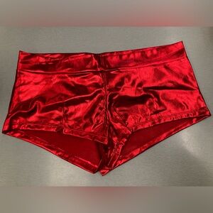 Red metallic shorts